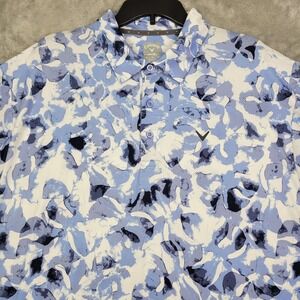 Callaway Polo Golf Shirt Mens 1X‎ Opti-Dri Blue Tie Dye Palm Print Performance